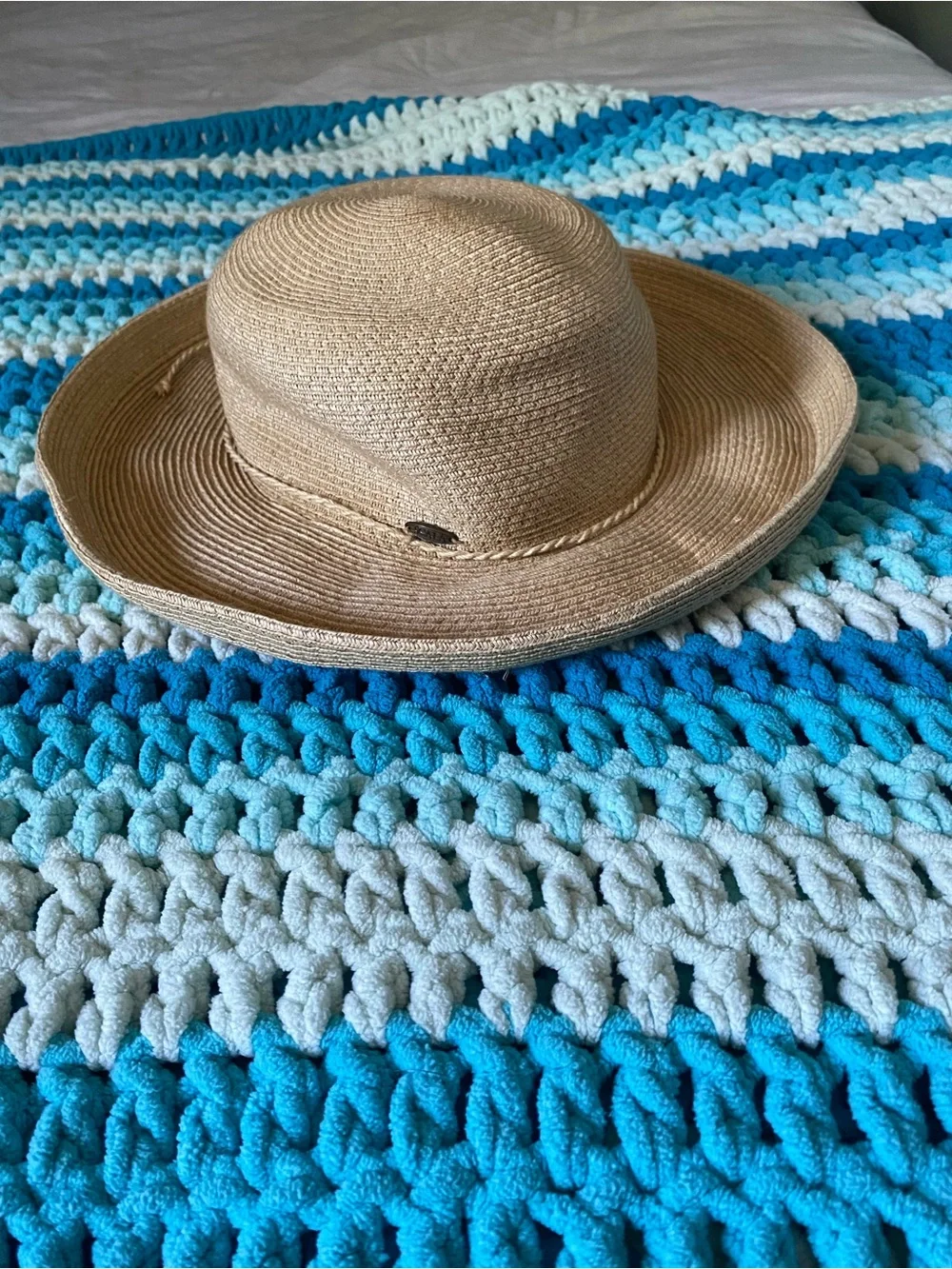 Scala Collezione Handcrafted Paper Braid Straw Sun Hat Beach Boho Neutral OS - Picture 4 of 7